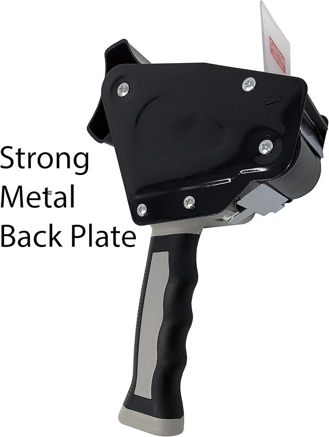 Clipco Tape Dispenser Gun with Packing Tape Included and Rubberized Handle (Pack of 3) (Black-Gray)