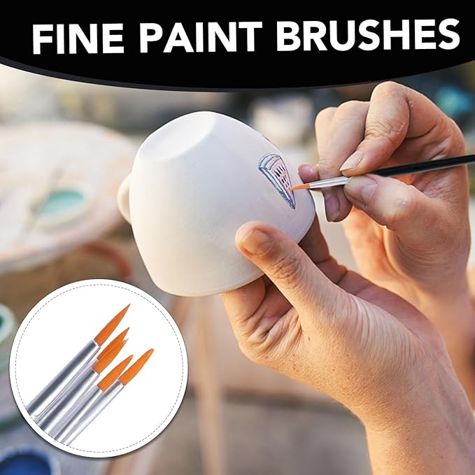 AROIC Small Paint Brushes Bulk,200 Pcs Black Nylon Hair Paint Brushes with Flat and Round Pointed Acrylic Paint Brush Kits,craft paint brushes for oil watercolor Face Artist And Kids Professional Kits