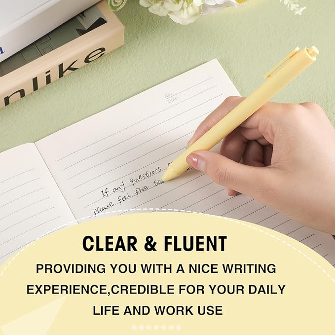Fulmoon 50 Pcs Ballpoint Pens Bulk Retractable Comfortable Writing Pens Cute Back to School Supplies in Medium Point 1.0 mm for Teacher Student Bridal Shower Baby Shower (Light Yellow)
