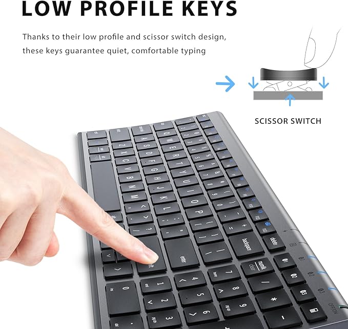 iClever BK10 Bluetooth Keyboard, Universal Bluetooth 5.1 Wireless Keyboard with Number Pad, Ergonomic Design, Multi-Device Compatibility, Stable Connection for Mac, iPad, iPhone, Android, Windows