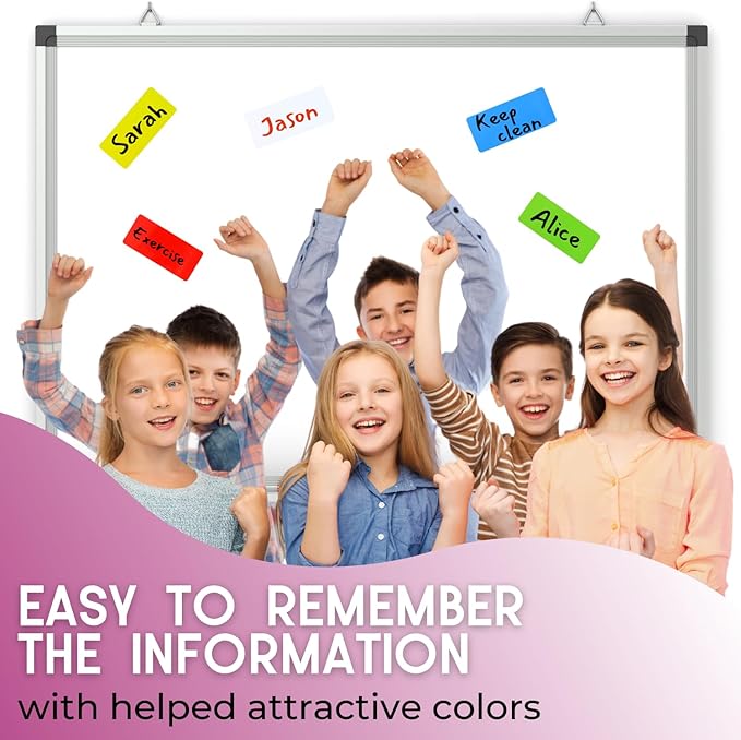 Availey 40 Pieces (4 x 1.8") - Full Colored Magnetic Dry Erase Labels - Reusable Strips for Classroom Home Office Garage Refrigerator Blank Writable Erasable Cards Name Tags Students Locker Shelf