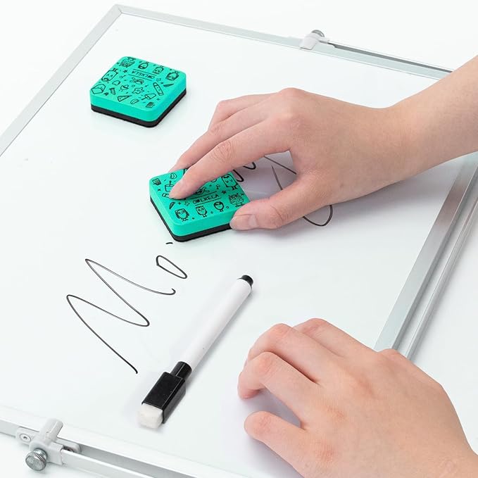 OWLKELA 30 Pack Whiteboard Eraser, Magnetic Cyan Whiteboard Eraser for Cleaning Dry Erase Markers on Magnetic Soft Whiteboard, Glass Whiteboard and Dry Erase Board