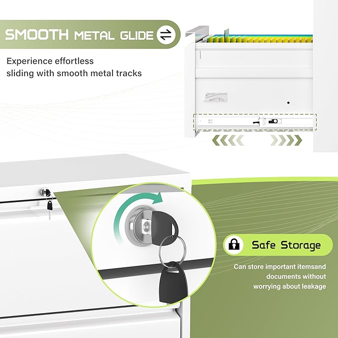 Crownland Lateral File Cabinet with 4 Drawers, 36" W Metal Lockable Office File Cabinets for Home Office- Stores Letter/Legal/A4/F4 Files(White)