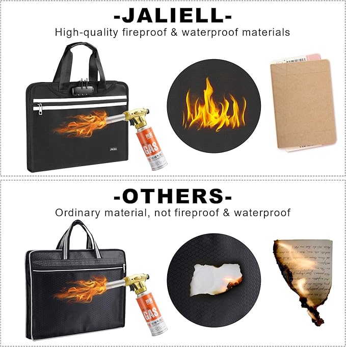 Accordion File Folder Organizer with Lock, 13 Pockets Fireproof Document Organizer with Handle & Zipper, Expanding File Folder with Tabs Document Holder for Letter A4 Files and More