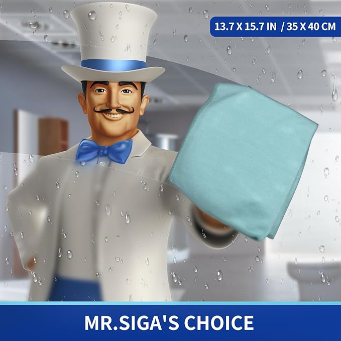 MR.SIGA Ultra Fine Microfiber Cloths for Glass, Pack of 6, 35 x 40 cm 13.7" x 15.7"