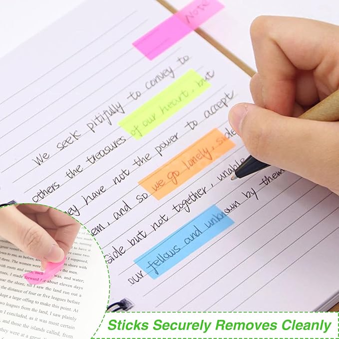 KICNIC Page Markers Colored Sticky Tabs 800 Pcs, Translucent Arrow Flags for Page Marking, Fluorescent Index Tab Stickers for Notebooks, Small Sticky Notes Flags [8 Colors, 4 Sets]