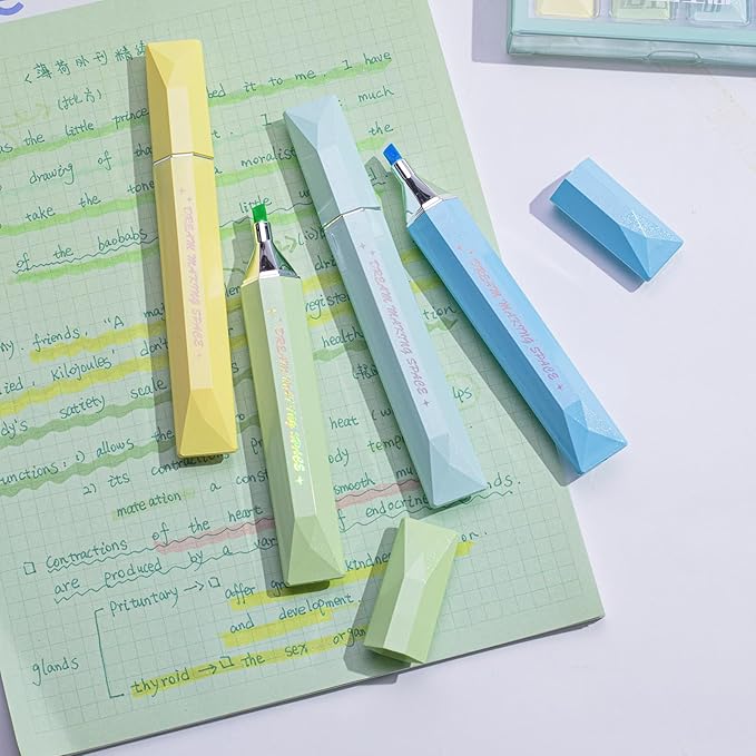 COLNK Glitter Pastel Highlighter,Set of 6 Pcs Cute Aesthetic Highlighters Assorted Colors,Chisel Tip,Metallic Highlighters for Journal Planner, Highlighting, Note-taking,Glitter Ink A