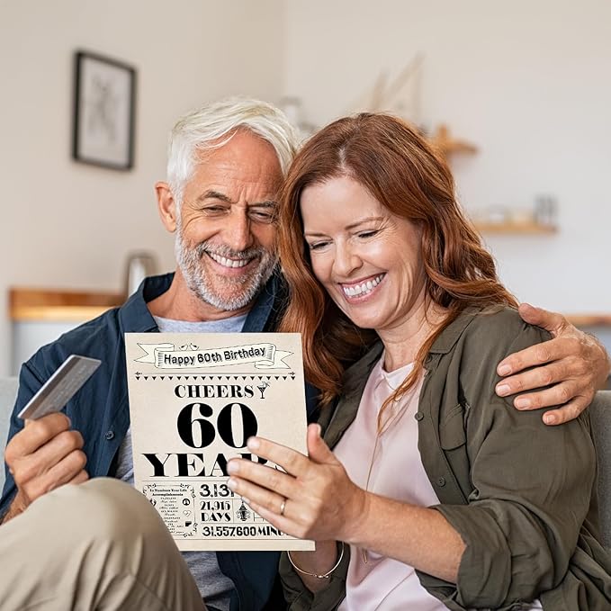 60th Birthday Card, 60th Birthday Gifts for Women Men, 60th Birthday Decorations for Him Her, Back in 1965 Birthday Card