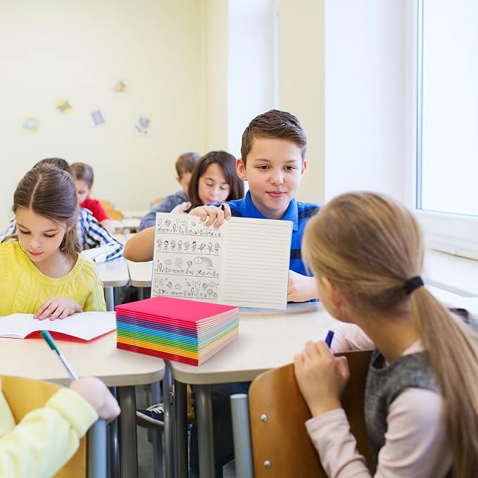 Gueevin 12 Pcs Blank Books for Kids to Write Stories Bulk Composition Notebooks Colorful Soft Cover Notebooks for Drawing Ruled Lined Journals Sketching Kindergarten Easter Gift (Classic Colors)