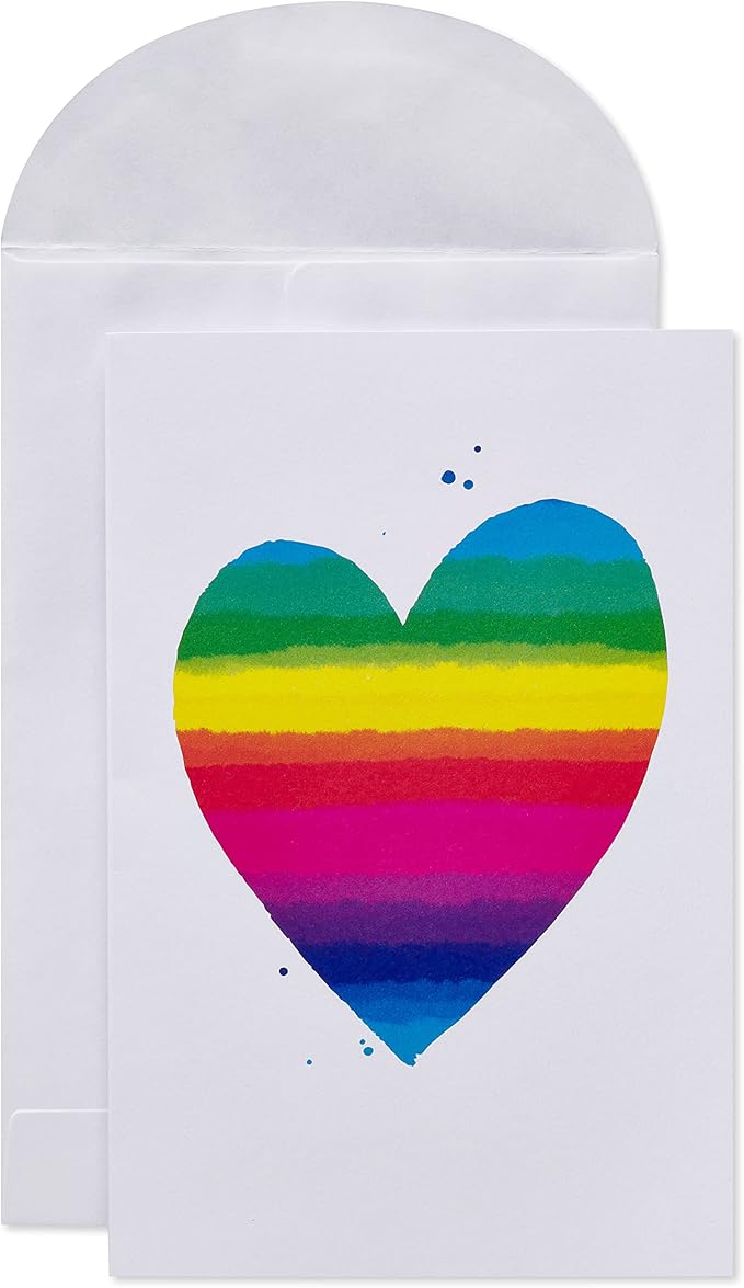 American Greetings Blank Cards with Envelopes, Rainbow Heart Stationery (48-Count)