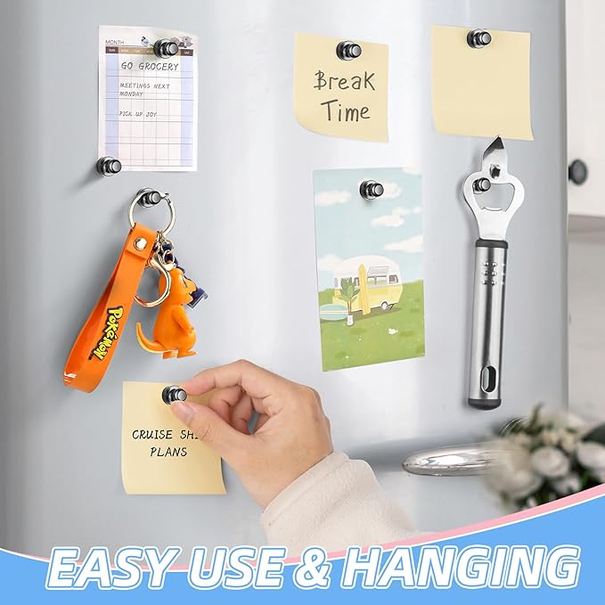 VNDUEEY 40Pcs Fridge Magnets, Black Refrigerator Magnets for Whiteboard, Strong Metal Magnets for Whiteboard, Office, Classroom, Kitchen, Map, Pictures