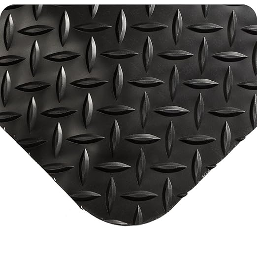 Wearwell 414.1516x2x14BK Diamond-Plate SpongeCote UltraSoft Mat, 14' Length x 2' Width x 15/16" Thick, Black