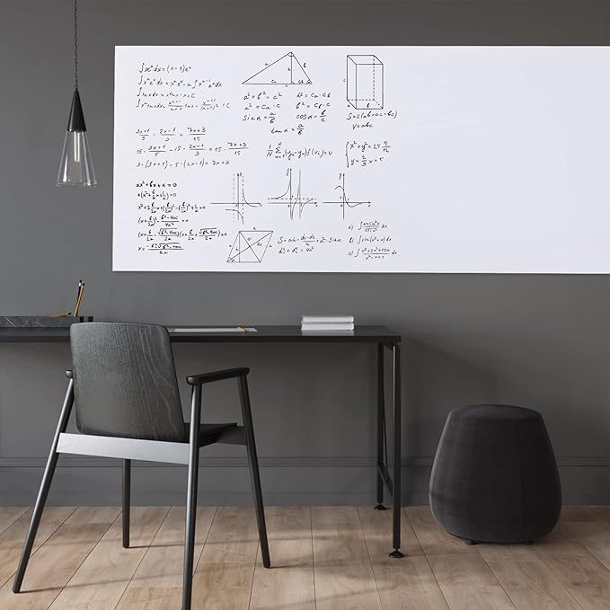 HAMIGAR White Board Dry Erase, White Board Stick on Wall, Dry Erase Board Sticker for Wall, White Board Paper, Sticky White Board for Wall, Peel and Stick Wallpaper Homeworking Office 17.5x196.9 Inch