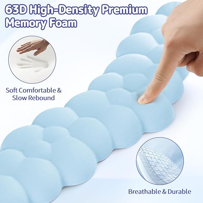 Cloud Wrist Rest Keyboard, Cloud Palm Rest Set with PU Leather Memory Foam, Cute Keyboard Rest for Wrist Support and Arm Rest, Desk Cloud Wrist Pad for PC/Gaming/Hand Cushion/Computer-Blue
