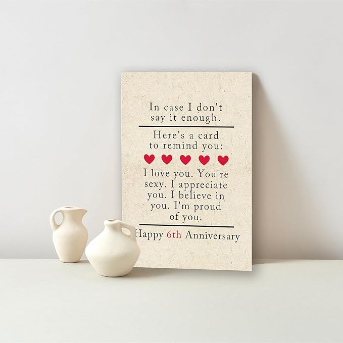6 Year Anniversary Card Gifts for Him Her,Happy 6th Anniversary Card for Woman Men,Iron Anniversary Card Gifts for Husband Wife,6th Wedding Anniversary Card