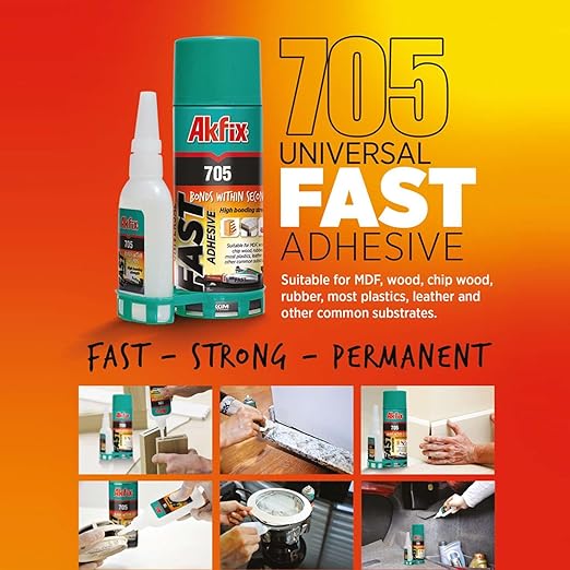 Akfix 2-Pack 400ml 705 Fast Adhesive CA Glue (3.50 oz.) with Activator (13.50 fl oz.) Clear Super Glue Adhesive and Accelerator Spray - 2 Pack