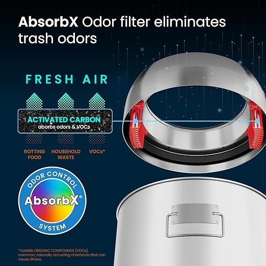 iTouchless 13 Gallon Dual-Deodorizer Trash Can and Recycle Bin Stainless Steel Commercial Grade, Large 10 Inch, Home, Restaurant, Restroom, Office, Open Top, Round