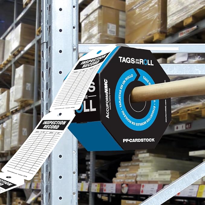 Accuform 100 Inspection and Status Record Tags by-The-Roll, Inspection Record, US Made OSHA Compliant Tags, Waterproof PF-Cardstock, Resists Tears, 6.25"x3", TAR708