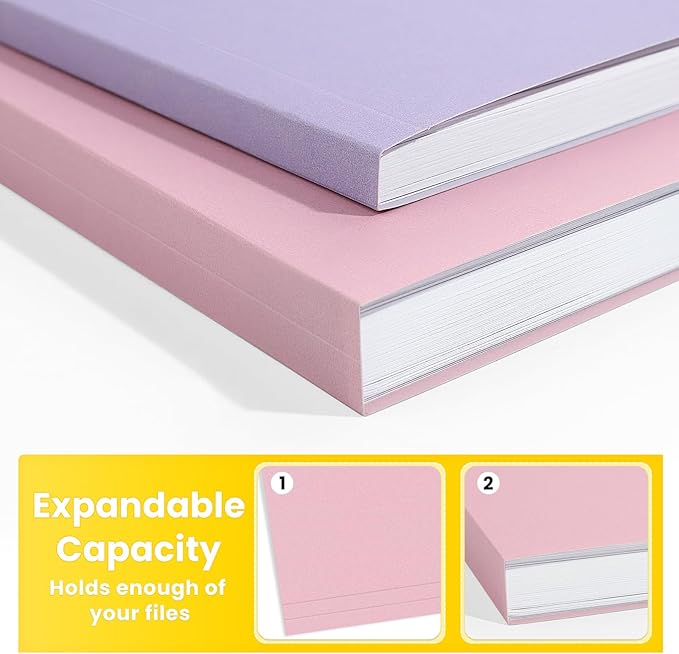 SUNEE File Folders Letter Size Pink, 100 Pack Manilla Folders 8.5 x 11 1/3-Cut Tabs, Colored File Folders Office Home School for Documents Files Paper
