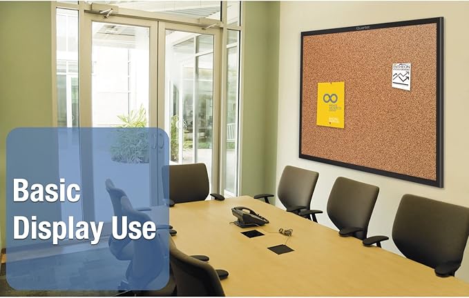 Quartet Cork Board, Bulletin Board, 4' x 3' Corkboard, Black Frame (2304B)