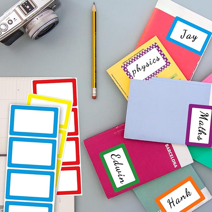 6 Color Name Tag Stickers, 240PCS Waterproof Stickers 3.5X2.25 Inch Name Labels for Office, School, Classroom and Home