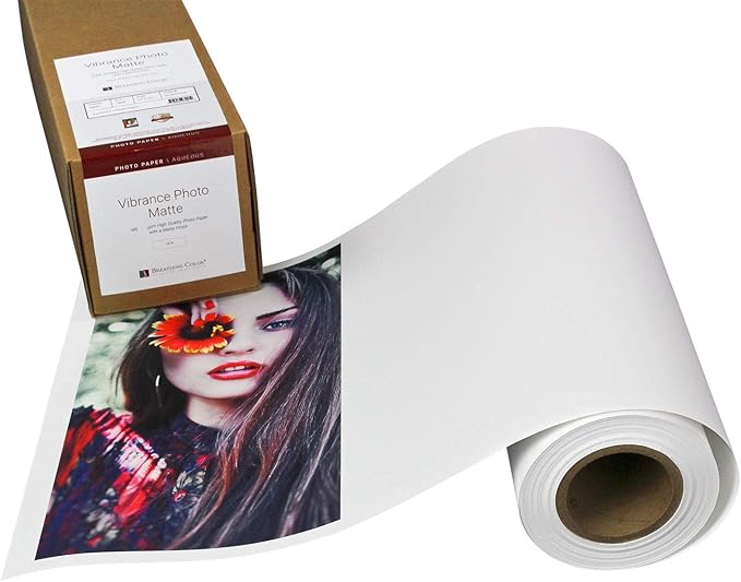 Vibrance Matte Photo Printer Paper 12 mil 230 gsm Matte Finish Premium Photo Paper Roll on 3in Core 10 inches x 100 ft Works with Most Inkjet Printer Professional Makes and Models Like Epson Canon HP