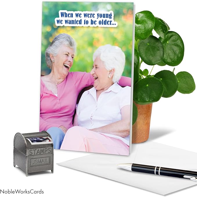 NobleWorks - Humorous Birthday Greeting Card with 5 x 7 Inch Envelope (1 Card) Bday Not This Older C2329BDG