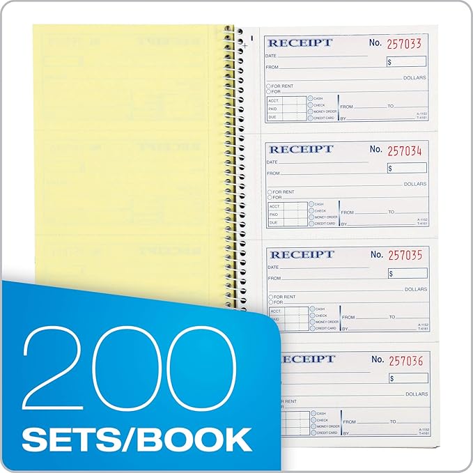 Adams Write 'N Stick Message Pad, 2-Part, Carbonless, Blue, 5-1/4" x 11", 200 Sets per Book (SC1153WS) &Mo ney and Rent Receipt Book, 2-Part Carbonless, 5-1/4" x 11", Spiral Bound