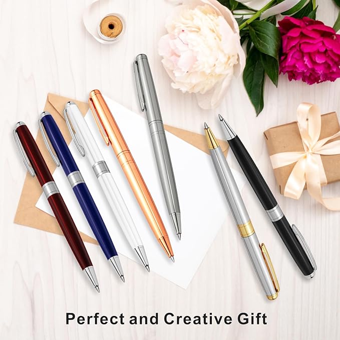 Cambond Ballpoint Pens Black Ink - Metal Pen Office Professional Pens for Gift Business Men Police Flight Attendants 1.0 mm Medium Point, 3 Pens with 3 Extra Refills (Blue)