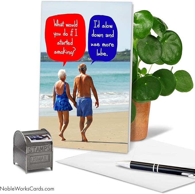 NobleWorks Started Smoking - Anniversary Greeting Card with Envelope (4.63 x 6.75 Inch) - C9583ANG