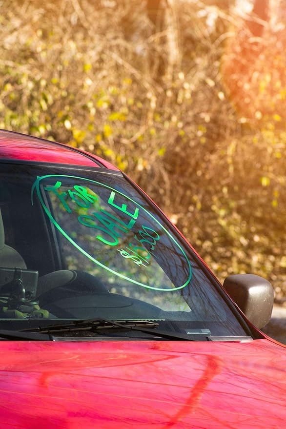 Window Markers for Glass Washable Car Window Paint Pen- Dry Erase Liquid Chalk Marker Car Decorations on All Surfaces, Tire, Windshield - Auto Marker, Autowriter, Rain Resistant (Green, Jumbo Tip)