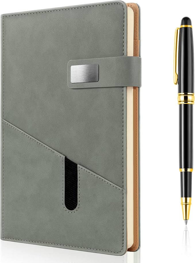 A5 Blank Journal Notebook, Refillable Hardcover Leather Sketchbook with Pocket and Magnetic Buckle, 240 Pages Thick Travel Sketchbooks for Drawing and Writing, 80gsm Unlined Journal for Men and Women