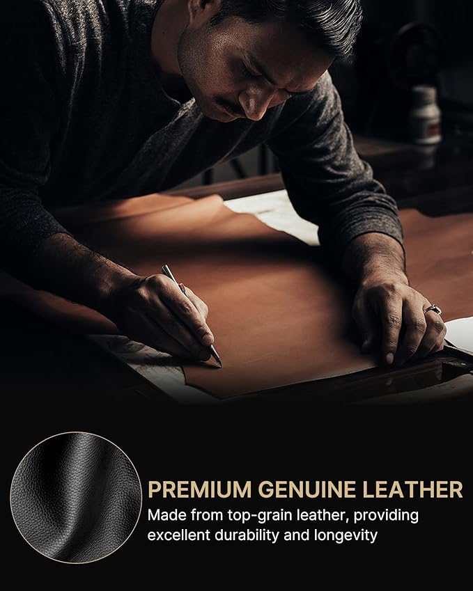typecase Mens Wallet Card Holder: Pop Up Aluminum Case, Genuine Leather, Smart, RFID Blocking, Slim, Minimalist, Front Pocket - 9-14 Card Capacity | ID Window | Cash Slot - Oil Wax Brown
