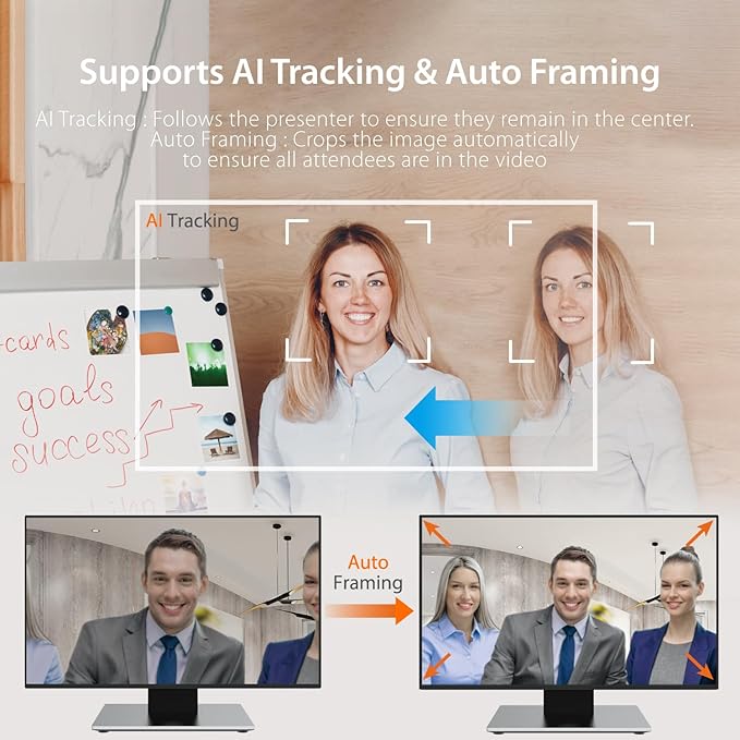 j5create 360 All Around AI-Powered Conference Room Camera with Speakerphone, Smart-Tracking, Auto-Framing, Include a Remote Control (JVU368)