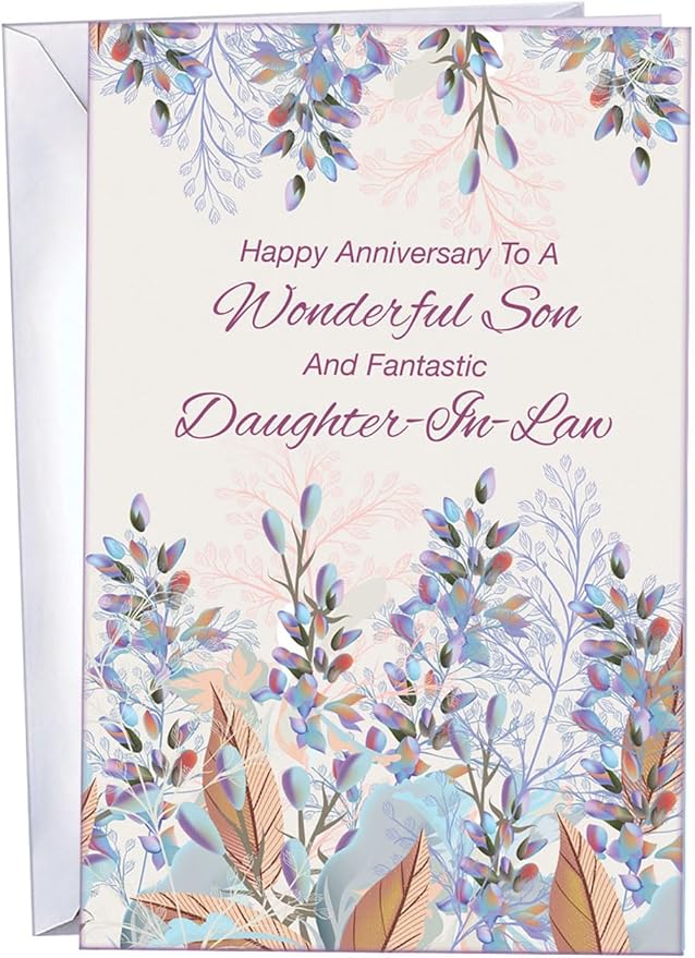 Chuck's Card-O-Rama - Anniversary Card For Son and Daughter-in-Law - Made in America - Premium Card Stock, Envelope Included - 5" x 7.75" - Packaged in Extra Sturdy Mailer - 96048