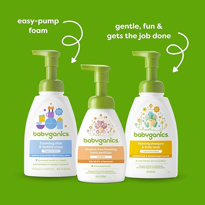 Babyganics Alcohol-Free Foaming Hand Sanitizer, Pump Bottle, Mandarin, 8.45 oz, 3 Pack