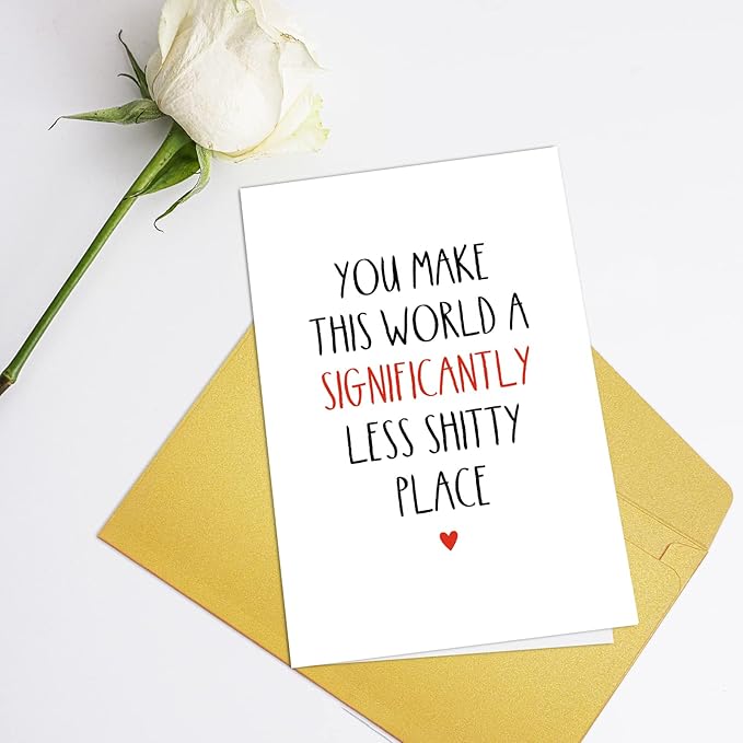 Supoeguk Funny Birthday Card for Best Friend, Bestie Birthday Card, Thank You Card for Him Her, Thinking of You Card, You Make The World Better
