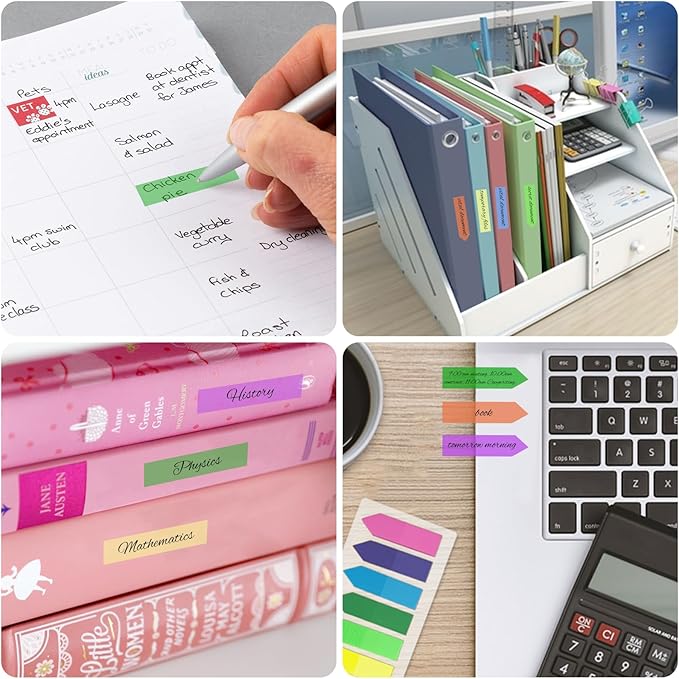 KICNIC Page Markers Colored Sticky Tabs 3200 Pcs, Translucent Arrow Flags for Page Marking, Fluorescent Index Tab Stickers for Notebooks, Small Sticky Notes Flags [8 Colors, 16 Sets]