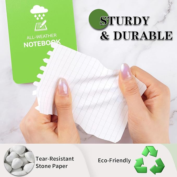 Waterproof Notebook, 4 Pack Top-Spiral Pocket Notepad, 3" x 5" Weatherproof NotePad, All Weather Police Pocket Notebook Little Memo Steno Note Pads for Outdoor Office School Recording, Black