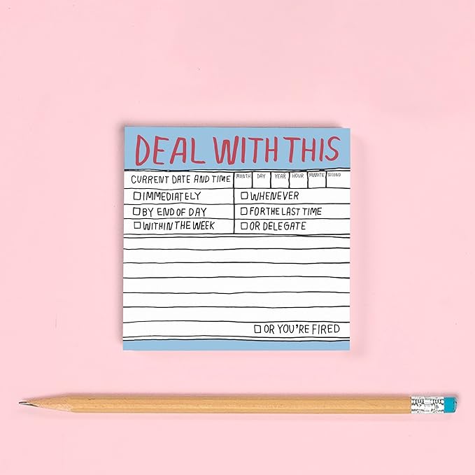 8-Pack Knock Knock Deal with This Hand-Lettered Sticky Notes, to Do Pads, 3 x 3-inches, 100 Sheets Each