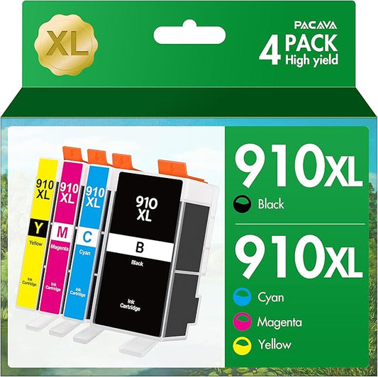 910 XL Ink Cartridges Combo Pack for HP Ink 910 XL Cartridges for HP Printers Work with Officejet Pro 8020 8028 8025 8035 Printer (BCMY 4 Pack)