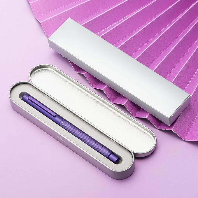 Hongdian 1851 Purple Forest Fountain Pen Blade Nib Classic Design Calligraphy Pen with Converter and Metal Pen Case Set