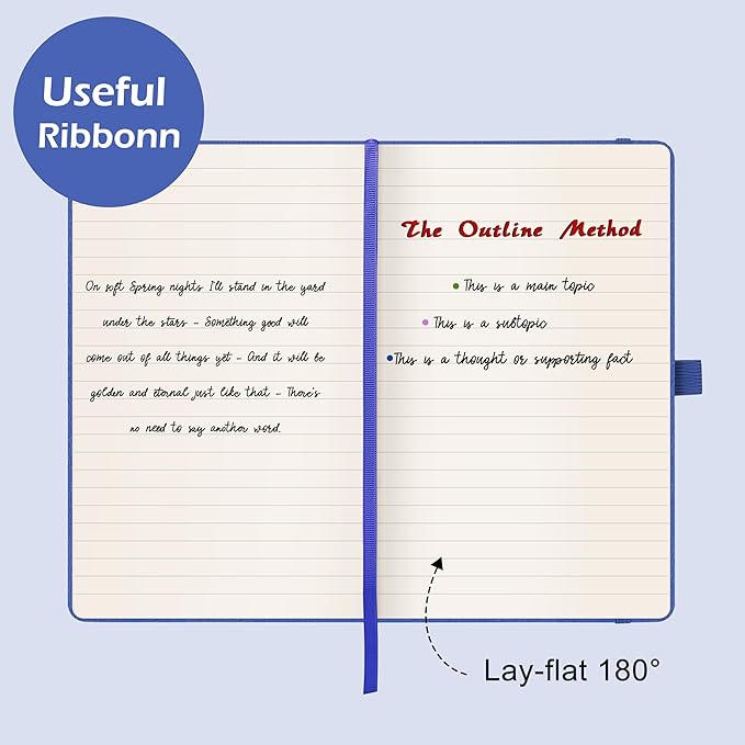 Ruled Notebook/Journal - Classic Lined Journal/Notebook, 5.3'' x 8.26'', Hardcover with Thick Paper, Banded + Pen Holder +Inner Pocket - Violet