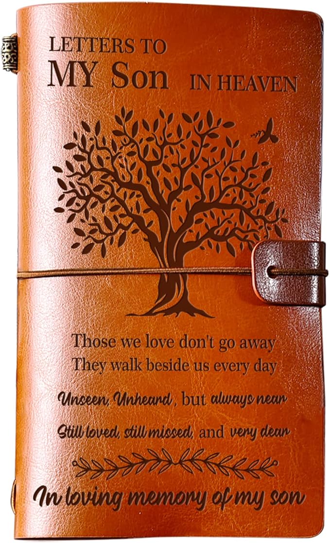 Memorial Gifts for Loss of Son, Refillable Travel Photo Diary Journal Bereavement Gift, Letters to My Son in Heaven Those We Love Don't Go Away Sympathy Gifts for Loss of Son