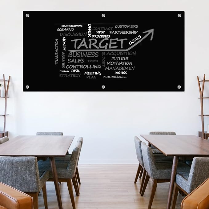 J&J worldwide Black Glass Whiteboard Magnetic Dry Erase Board 6' x 3', Large Frameless Glass White Board Wall Mounting for Office, Home, School, Includes Magnets, Marker Tray, Eraser