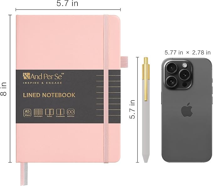 A5 Lined Leather Journal and Pen Set (3 packs), Hardcover Notebook with Pen, 160 Pages 100gsm Thick Ruled Paper for Men Women, for Work, Business, School or Home Writing, 5.7'' x 8'' (Pink)
