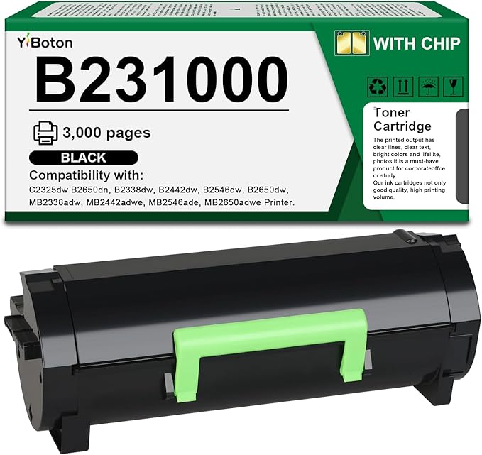 High Yield B231000 Black Toner Cartridge Compatible with Lexmark B231000 Toner Cartridge for B2338 B2442 B2546 B2650 MB2338 MB2442 MB2546 MB2650 Laser Printer(3,500 Pages)