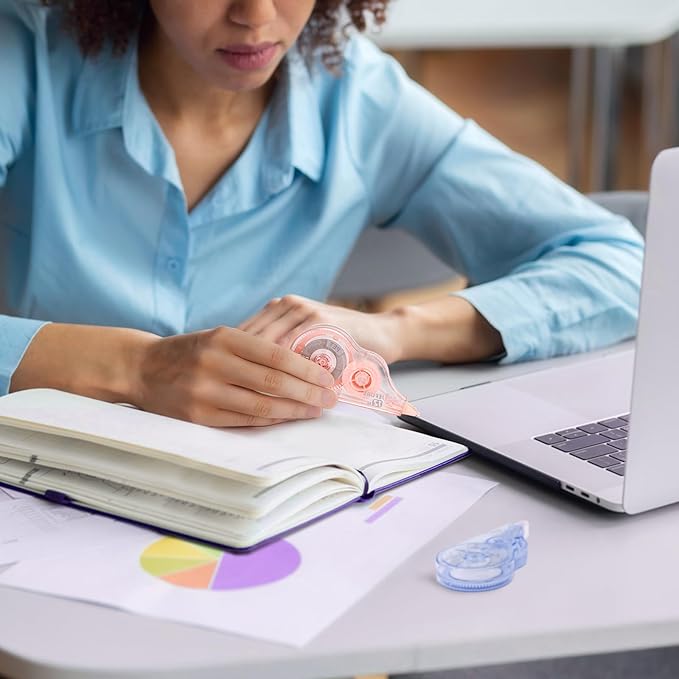 30 Pcs Colorful Core Correction Tape, 39.37 Ft White Wrong Out Tear-Resistant Bulk, Instant Corrections Easy to Use Applicator for School, Office, Note Taking, Journal (Tape Width 0.2 in)