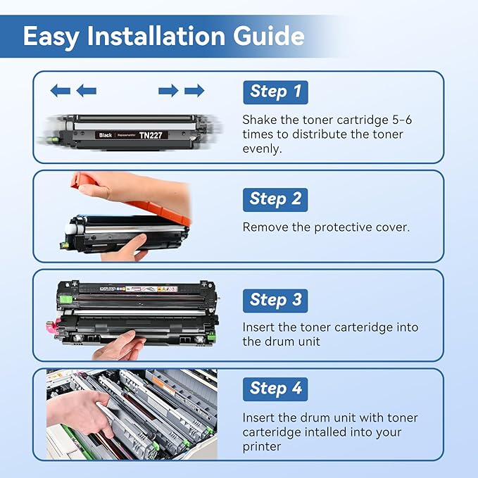 MYTONER TN227 High Yield Toner Cartridge 4 Pack Compatible Replacement for Brother TN227 TN-227 TN227BK TN223 for HL-L3210CW MFC-L3750CDW MFC-L3710CW HL-L3270CDW (TN-227BK/C/M/Y High Yield, 4Pack)