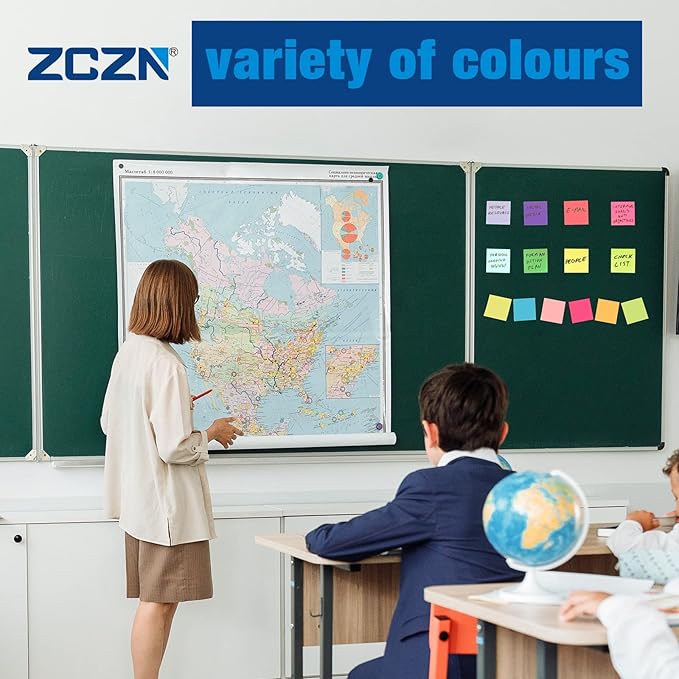 ZCZN 400 Sheets Pop-up Sticky Notes, 3 x 3 Inches, 4 Pads Bright Color Self-Stick Notes, 100 Sheets/Pad, Black